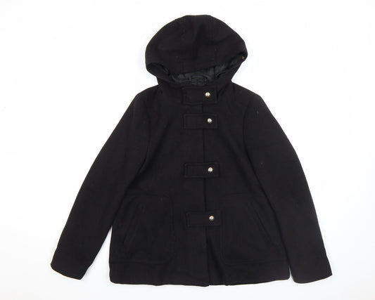 Womens UK Size XS Zara Black Duffle Coat