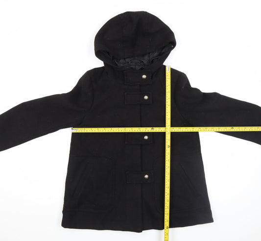 Womens UK Size XS Zara Black Duffle Coat