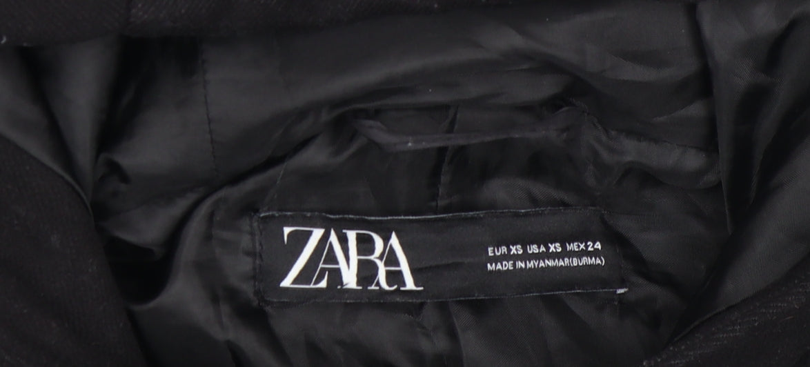 Womens UK Size XS Zara Black Duffle Coat