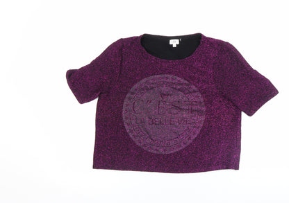 Womens UK Size 8 River Island Purple Cropped T-Shirt