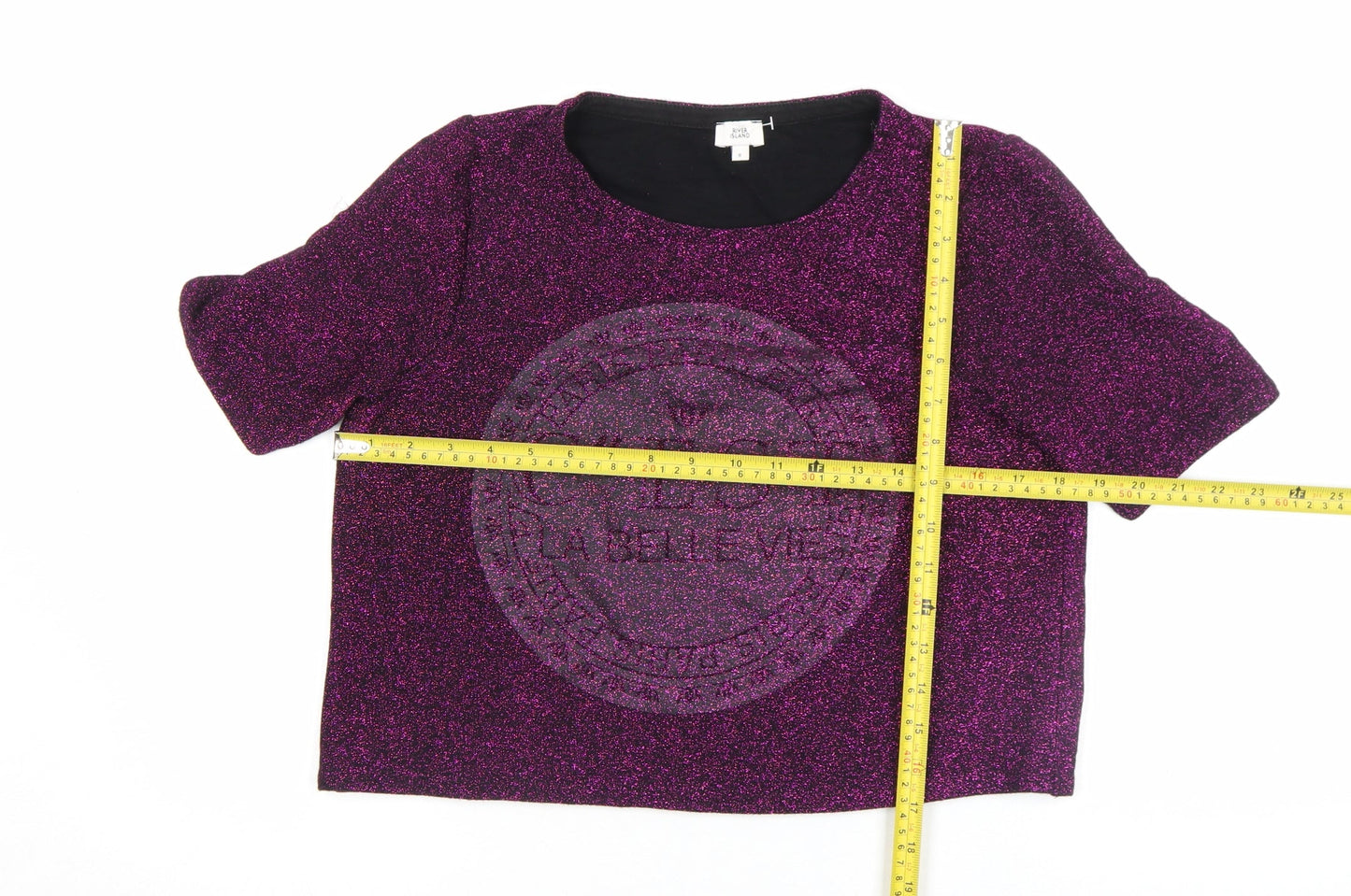 Womens UK Size 8 River Island Purple Cropped T-Shirt