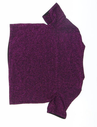 Womens UK Size 8 River Island Purple Cropped T-Shirt
