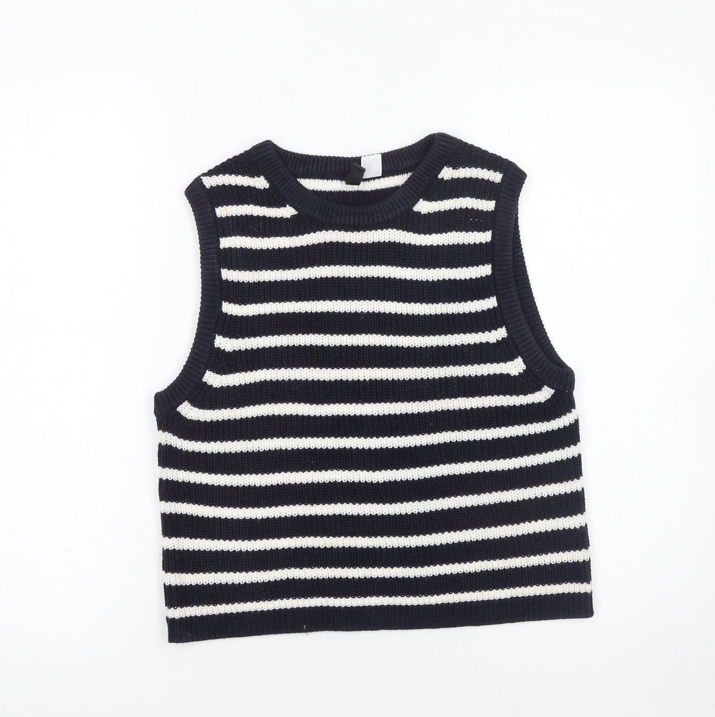 H&M Divided Women’s Black White Striped Knit Sleeveless Vest Size 12