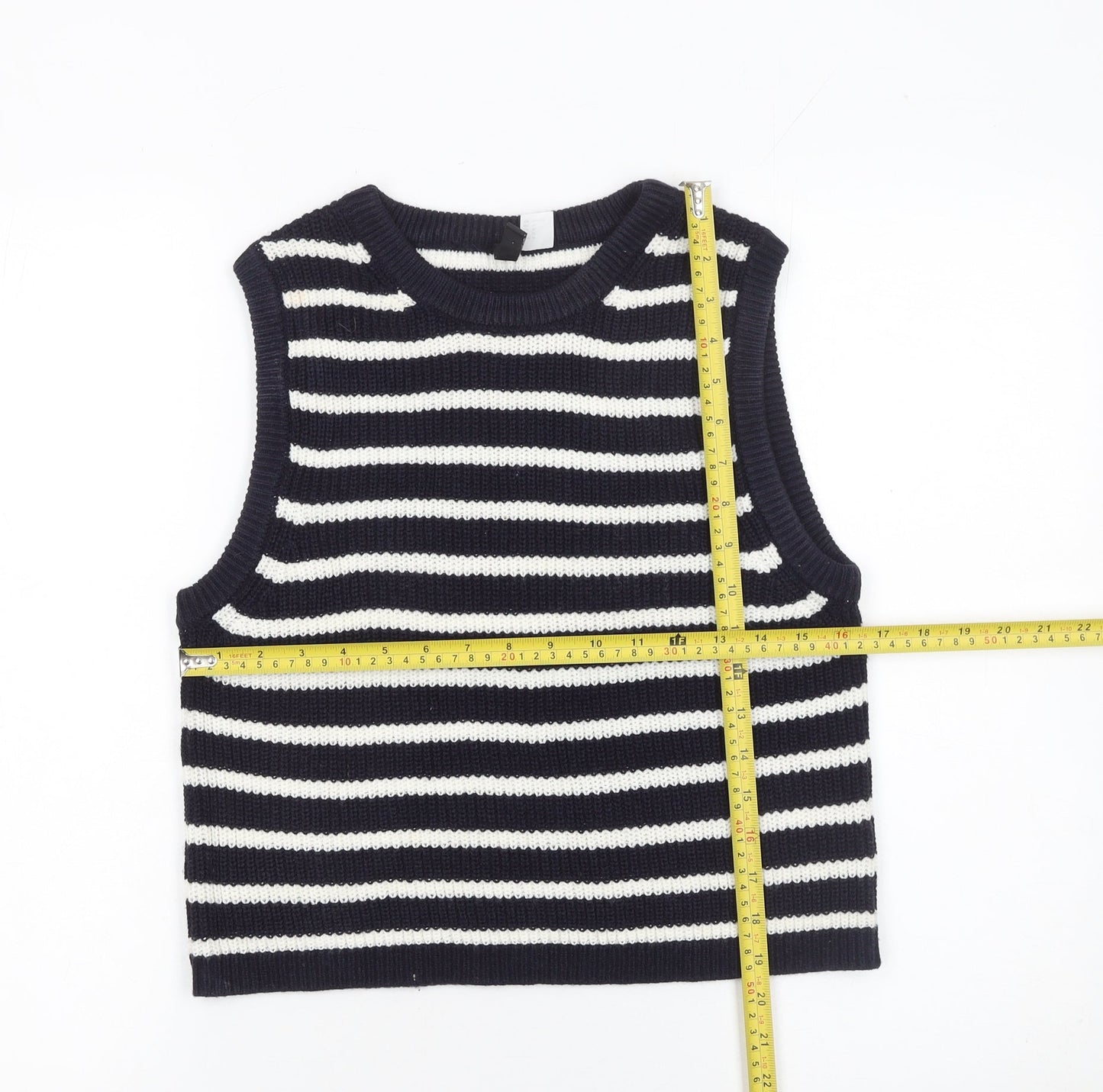 H&M Divided Women’s Black White Striped Knit Sleeveless Vest Size 12