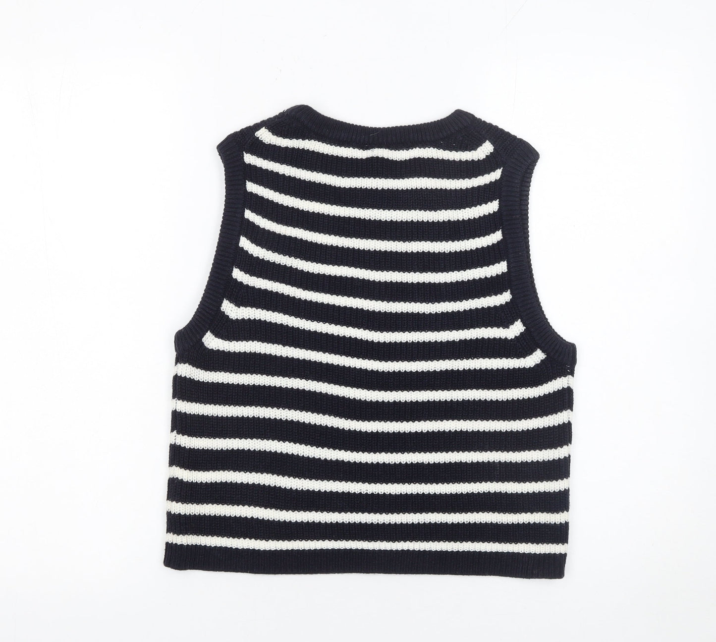 H&M Divided Women’s Black White Striped Knit Sleeveless Vest Size 12