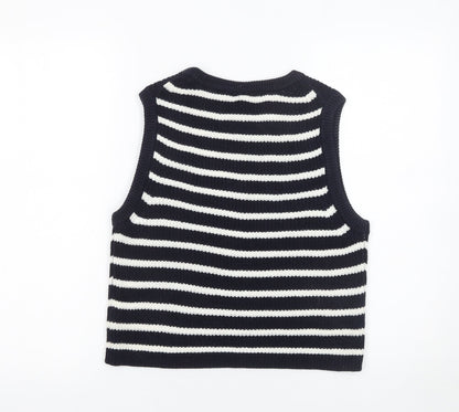 H&M Divided Women’s Black White Striped Knit Sleeveless Vest Size 12
