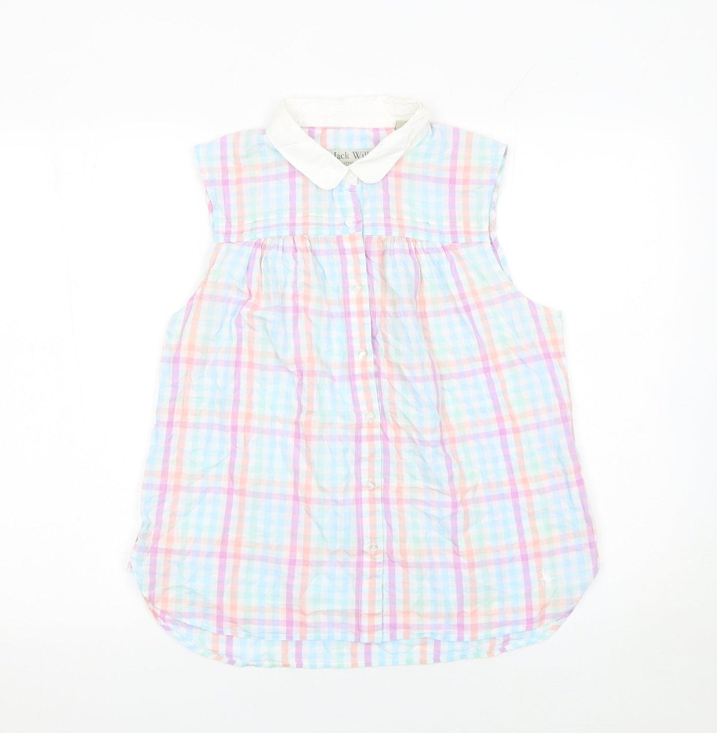 Jack Wills Women’s Multicoloured Checked Sleeveless Collared Blouse UK14
