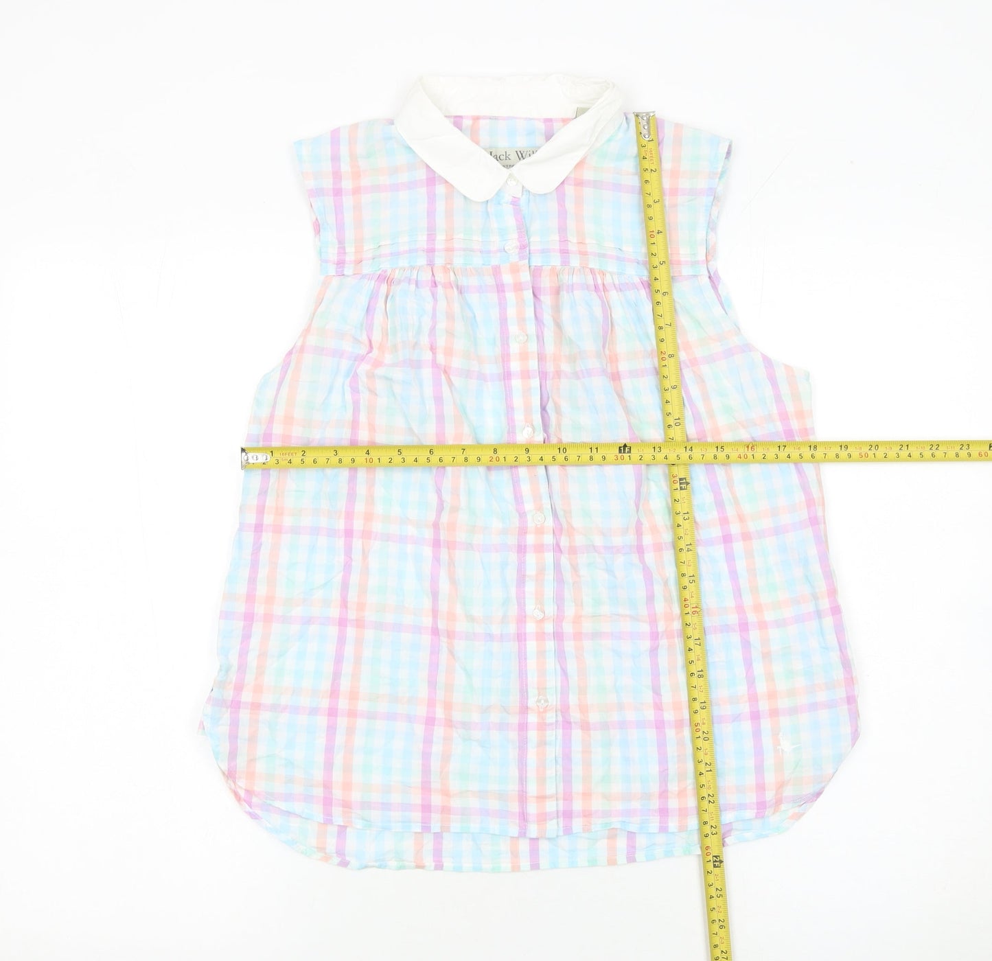 Jack Wills Women’s Multicoloured Checked Sleeveless Collared Blouse UK14