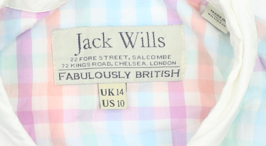 Jack Wills Women’s Multicoloured Checked Sleeveless Collared Blouse UK14