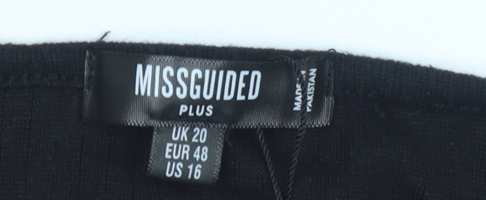 Womens UK Size 20 Missguided Black Cropped Blouse