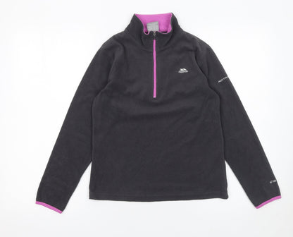 Trespass Girls Black Fleece 1/4 Zip Pullover Sweatshirt 11-12 Years