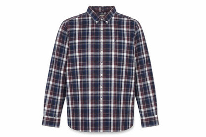 Farah Classic Men's Blue Check Long Sleeve Button-Up Shirt 2XL