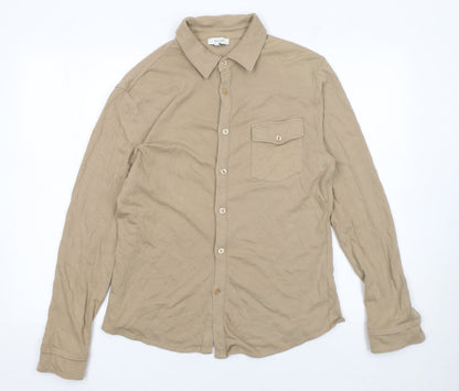 Womens UK Size M Reiss Beige Basic Button-Up