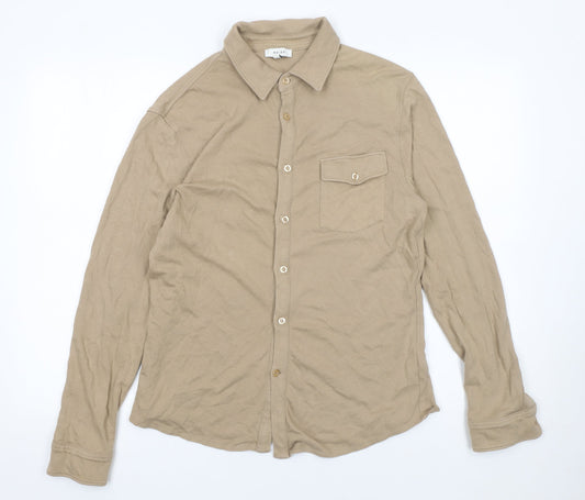 Womens UK Size M Reiss Beige Basic Button-Up