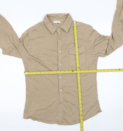 Womens UK Size M Reiss Beige Basic Button-Up