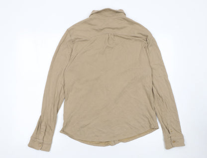 Womens UK Size M Reiss Beige Basic Button-Up
