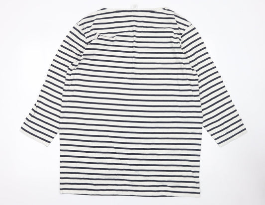 ARKET Women White Striped Cotton T-Shirt Dress Size S