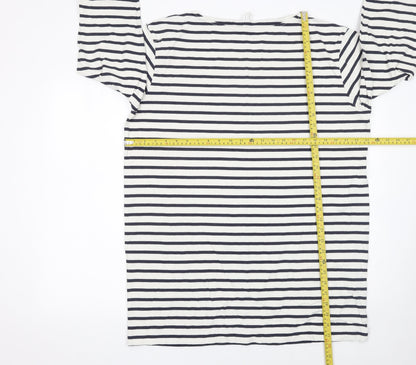 ARKET Women White Striped Cotton T-Shirt Dress Size S