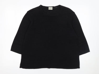 Eastex Women's Black Cotton Knit 3/4 Sleeve Pullover Jumper Size 20