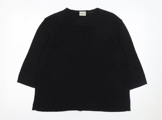 Eastex Women's Black Cotton Knit 3/4 Sleeve Pullover Jumper Size 20