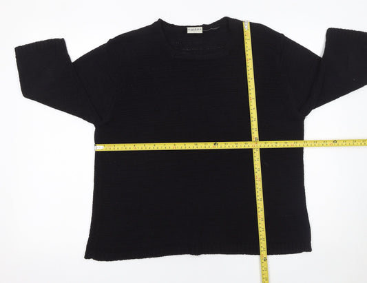 Eastex Women's Black Cotton Knit 3/4 Sleeve Pullover Jumper Size 20