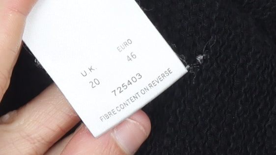 Eastex Women's Black Cotton Knit 3/4 Sleeve Pullover Jumper Size 20