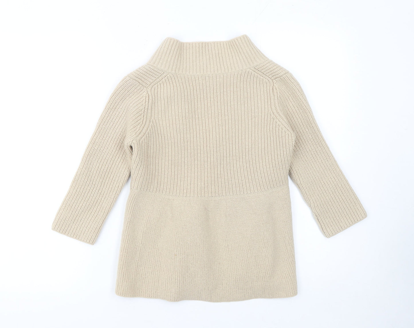 Hoss Intropia Girls Beige Knit Tunic Jumper Large Wool Blend Ribbed Pull On