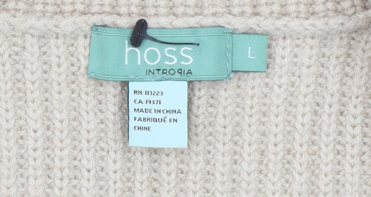 Hoss Intropia Girls Beige Knit Tunic Jumper Large Wool Blend Ribbed Pull On