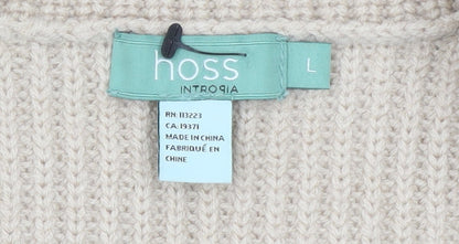 Hoss Intropia Girls Beige Knit Tunic Jumper Large Wool Blend Ribbed Pull On