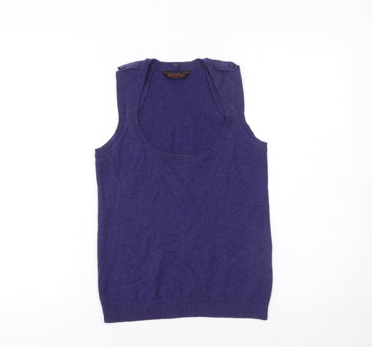 Miss Selfridge Women's Purple Knit Tank Top Size 10 Cotton Blend