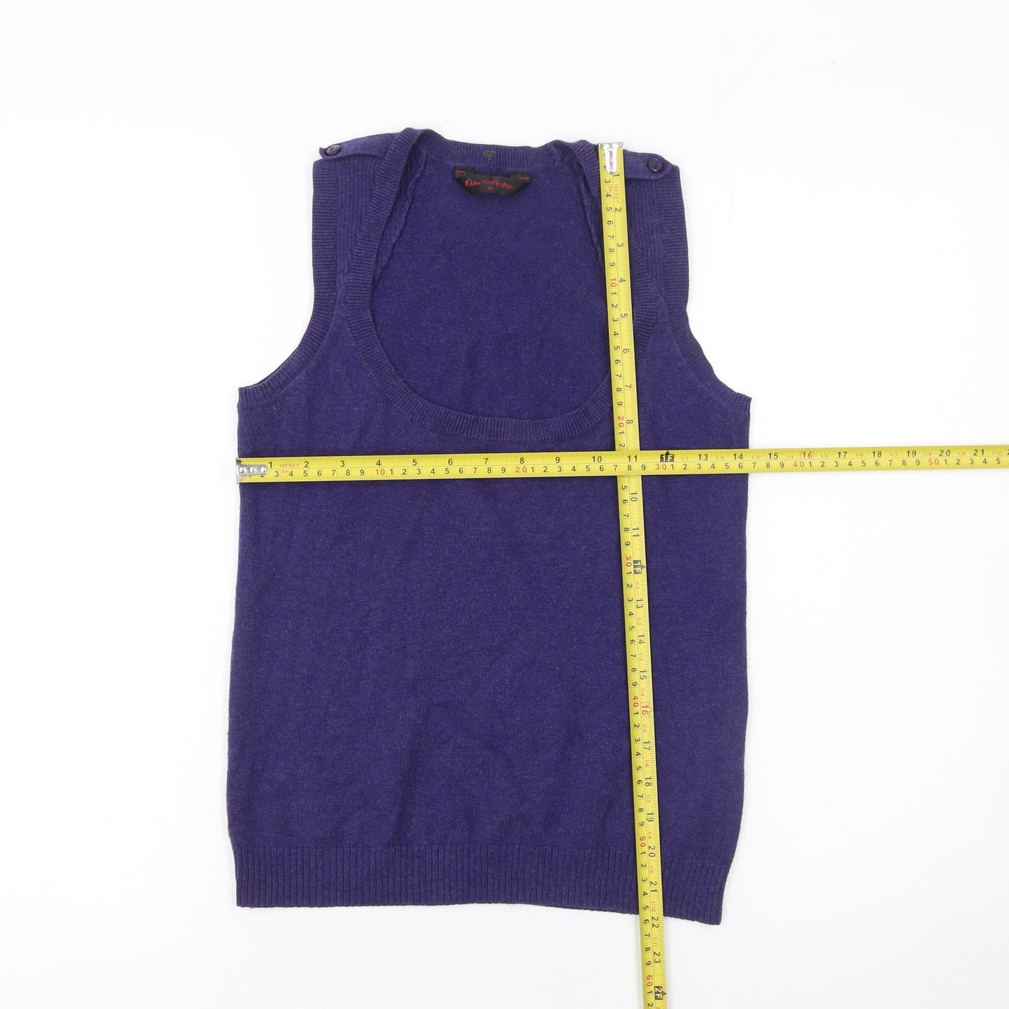 Miss Selfridge Women's Purple Knit Tank Top Size 10 Cotton Blend