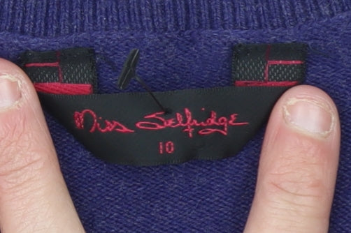 Miss Selfridge Women's Purple Knit Tank Top Size 10 Cotton Blend