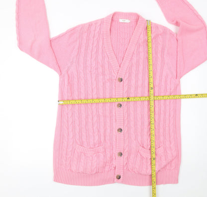 Cotton Traders Women's Pink XL Cable Knit Long Sleeve Cardigan