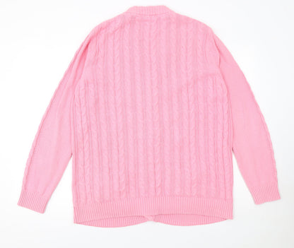 Cotton Traders Women's Pink XL Cable Knit Long Sleeve Cardigan