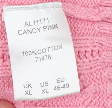 Cotton Traders Women's Pink XL Cable Knit Long Sleeve Cardigan