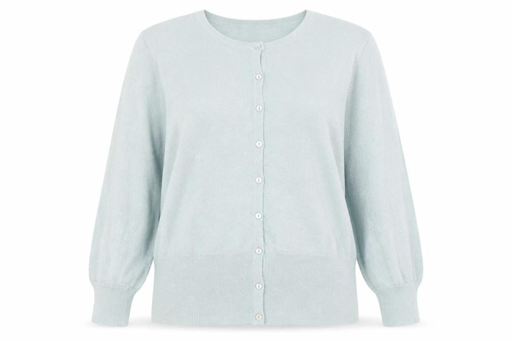 Front view of Linea Women Green L Cardigan Round Neck Lightweight Knit