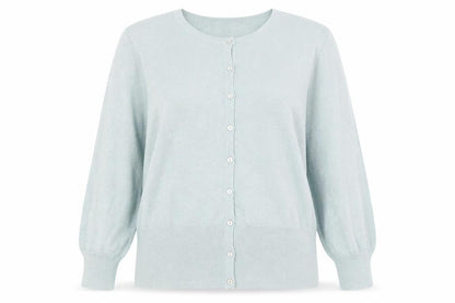 Front view of Linea Women Green L Cardigan Round Neck Lightweight Knit