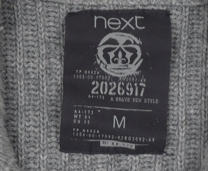 Next Men's Grey Full Zip Chunky Knit High Neck Jumper Size M