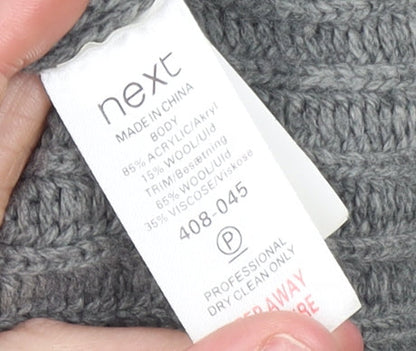 Next Men's Grey Full Zip Chunky Knit High Neck Jumper Size M