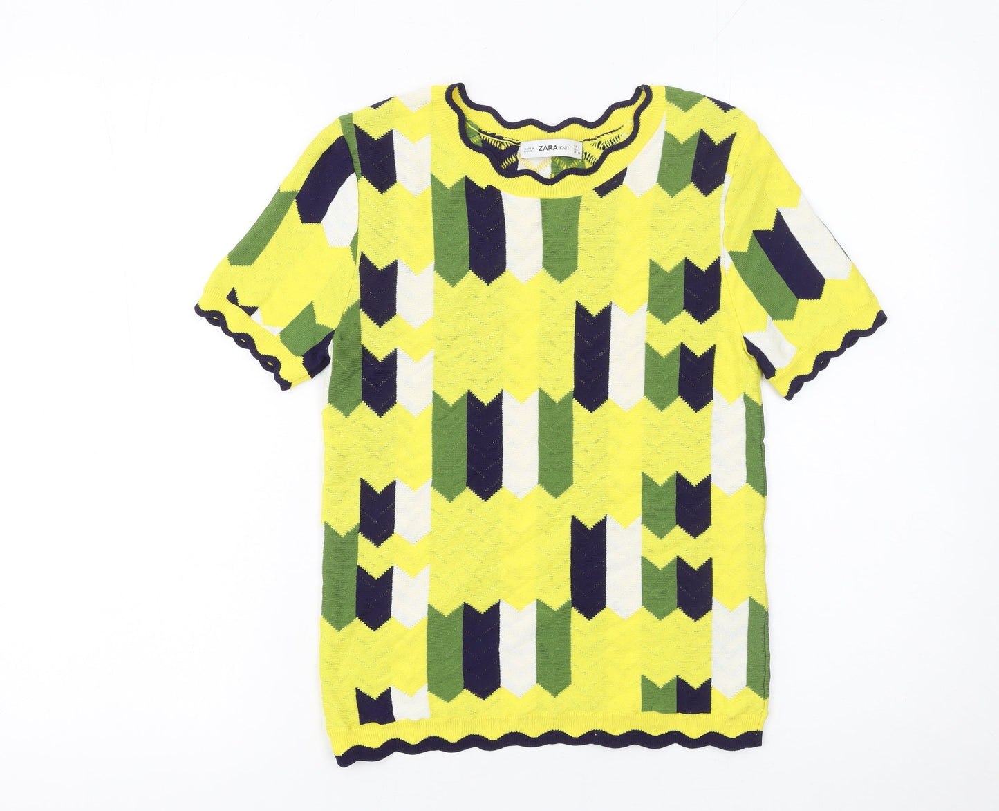 Womens UK Size S Zara Multicoloured Basic T-Shirt