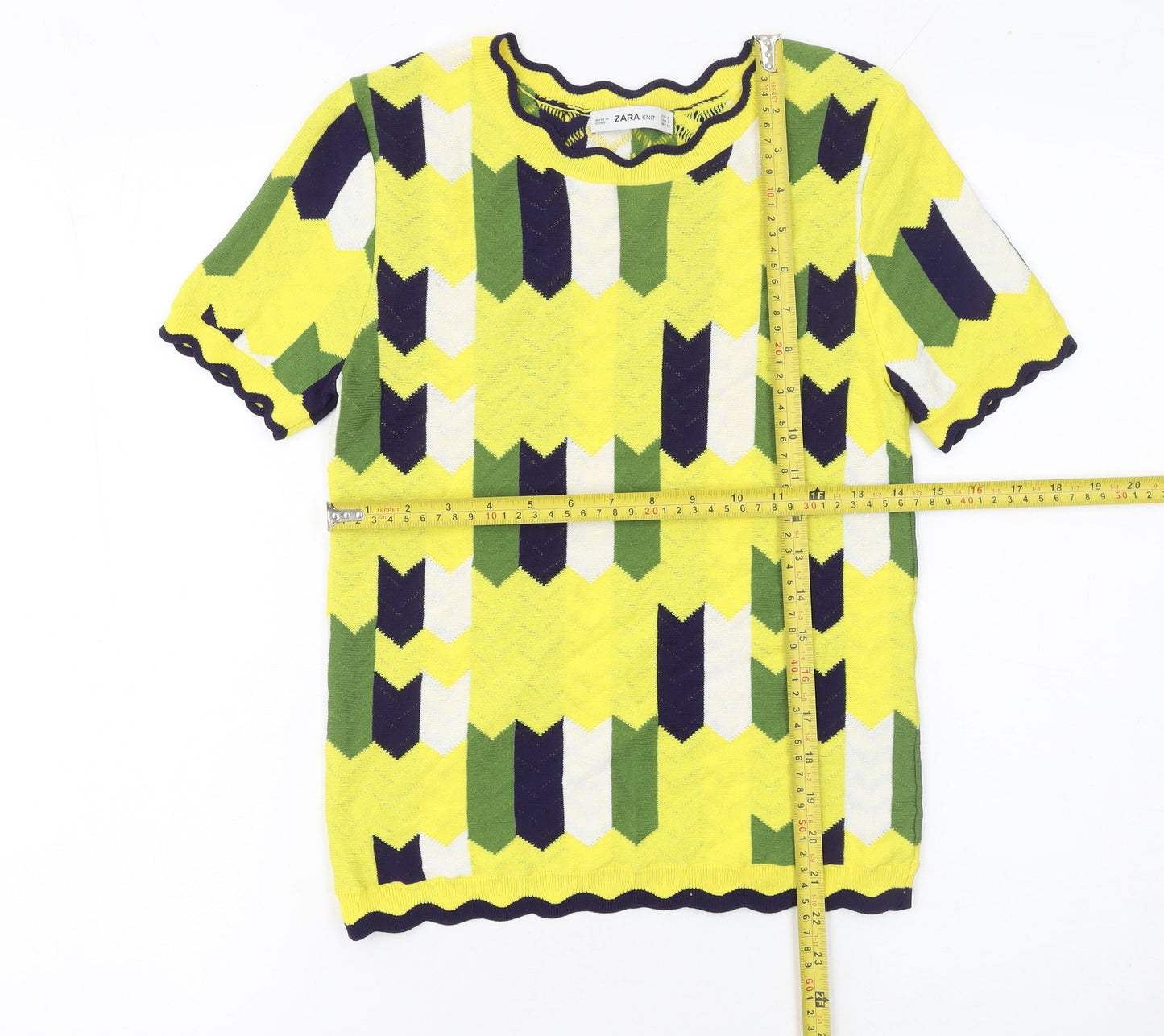 Womens UK Size S Zara Multicoloured Basic T-Shirt