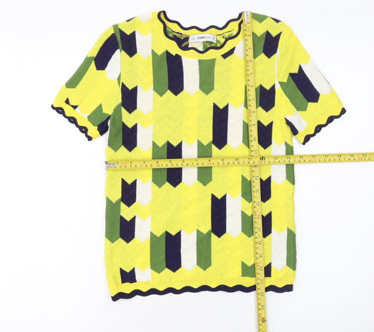 Womens UK Size S Zara Multicoloured Basic T-Shirt