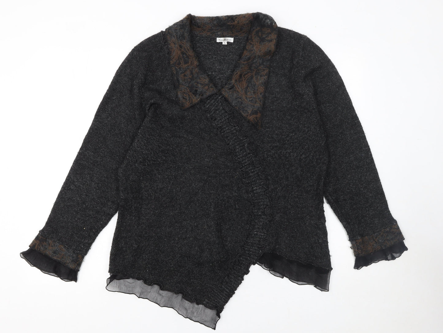 Womens UK Size XL Nina Murati Black Wrap Jumper