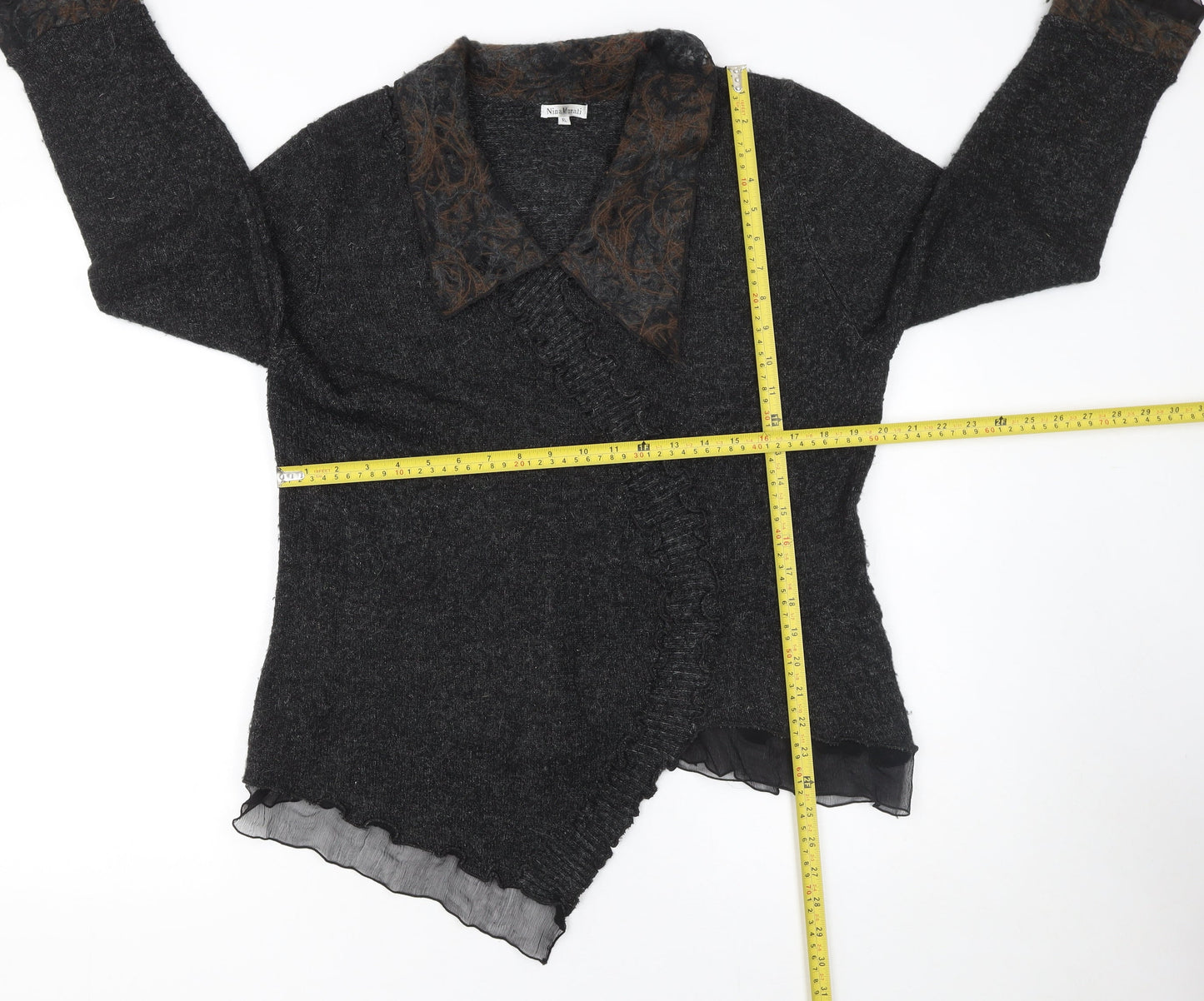 Womens UK Size XL Nina Murati Black Wrap Jumper