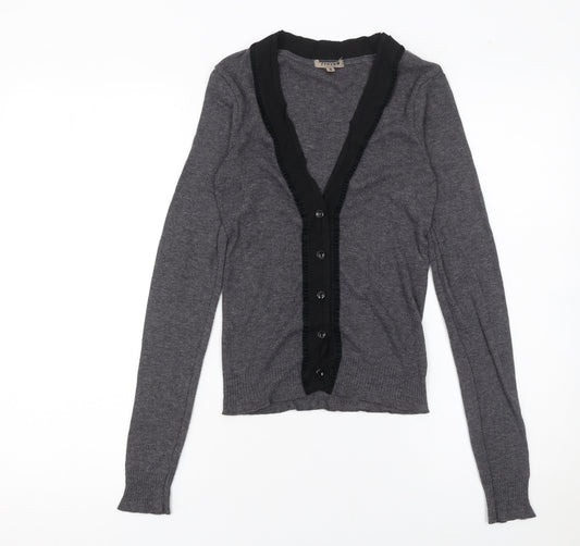 Jigsaw Women's Grey V-Neck Button Cardigan Size S