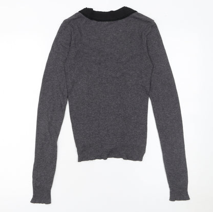 Jigsaw Women's Grey V-Neck Button Cardigan Size S