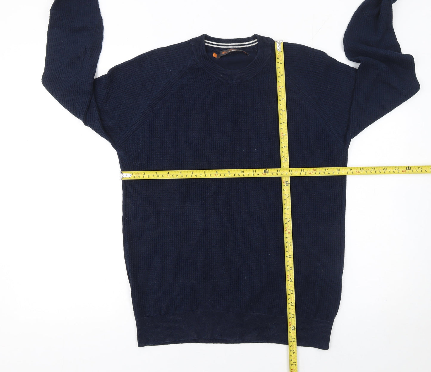 Ben Sherman Men's Blue Cotton Crew Neck Knit Jumper Size L