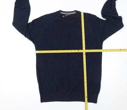 Ben Sherman Men's Blue Cotton Crew Neck Knit Jumper Size L