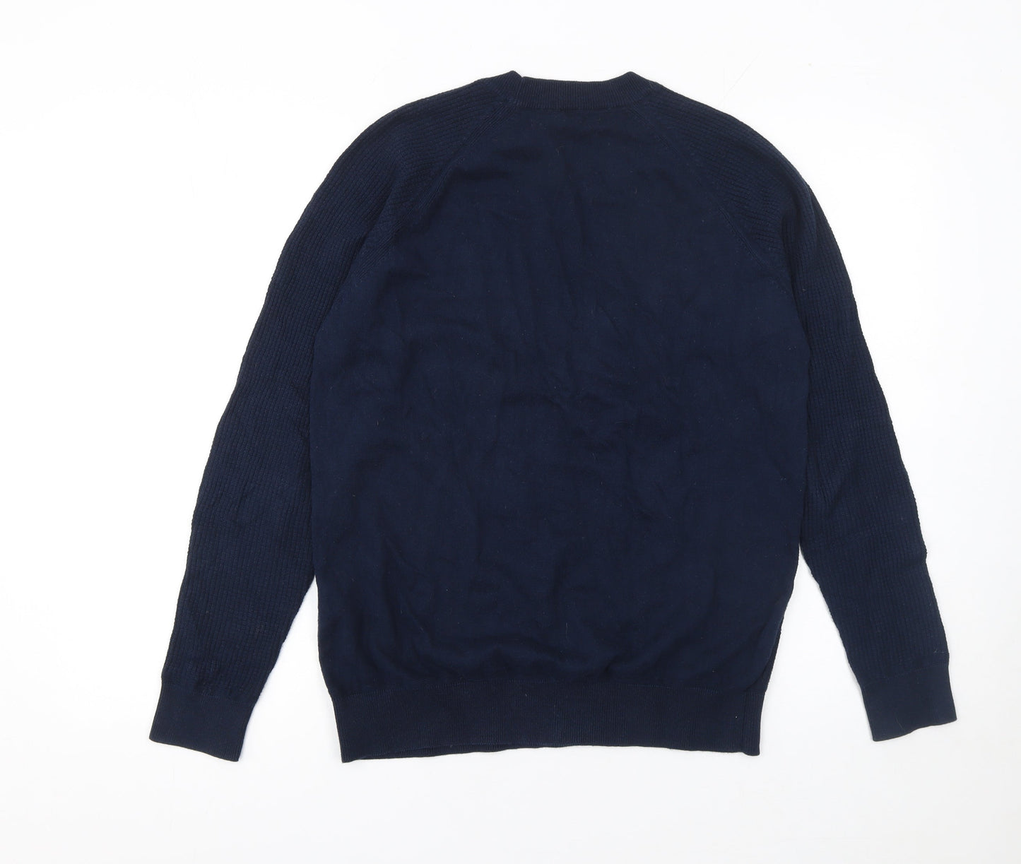 Ben Sherman Men's Blue Cotton Crew Neck Knit Jumper Size L