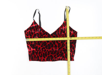 Quiz Womens Red Leopard Velvet Camisole Top Size 10
